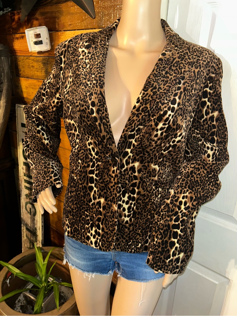 Focus 2000 Leopard-Print Blazer in Brown and Cream